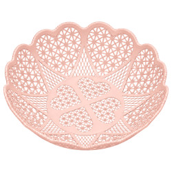 Cos pentru paine si fructe, model decorativ cu inimioare, plastic, diametru 25 cm, inaltime 7 cm Cos pentru paine si fructe, model decorativ cu inimioare, plastic, diametru 25 cm, inaltime 7 cm