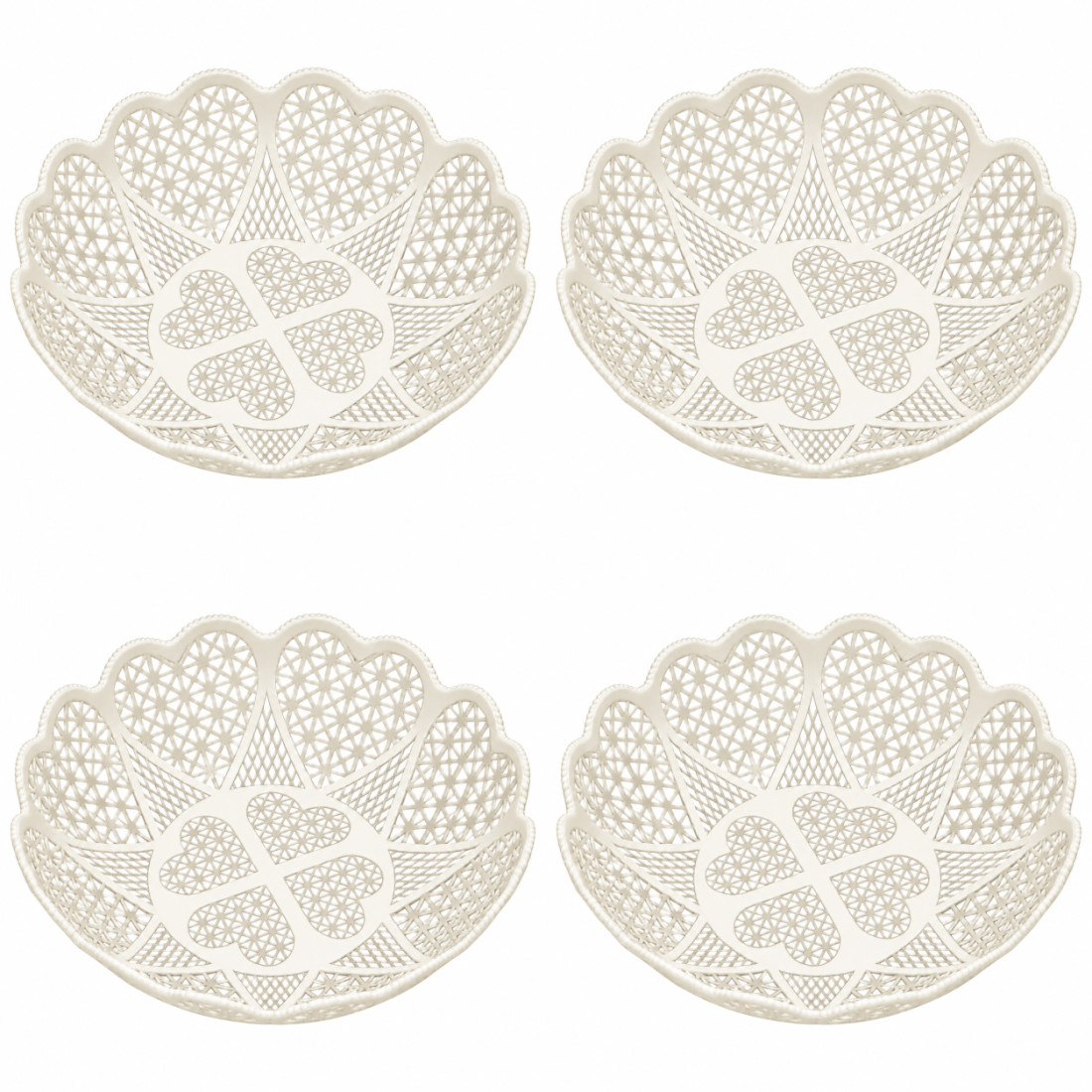 Cos pentru paine si fructe, model decorativ cu inimioare, plastic, diametru 25 cm, inaltime 7 cm Cos pentru paine si fructe, model decorativ cu inimioare, plastic, diametru 25 cm, inaltime 7 cm