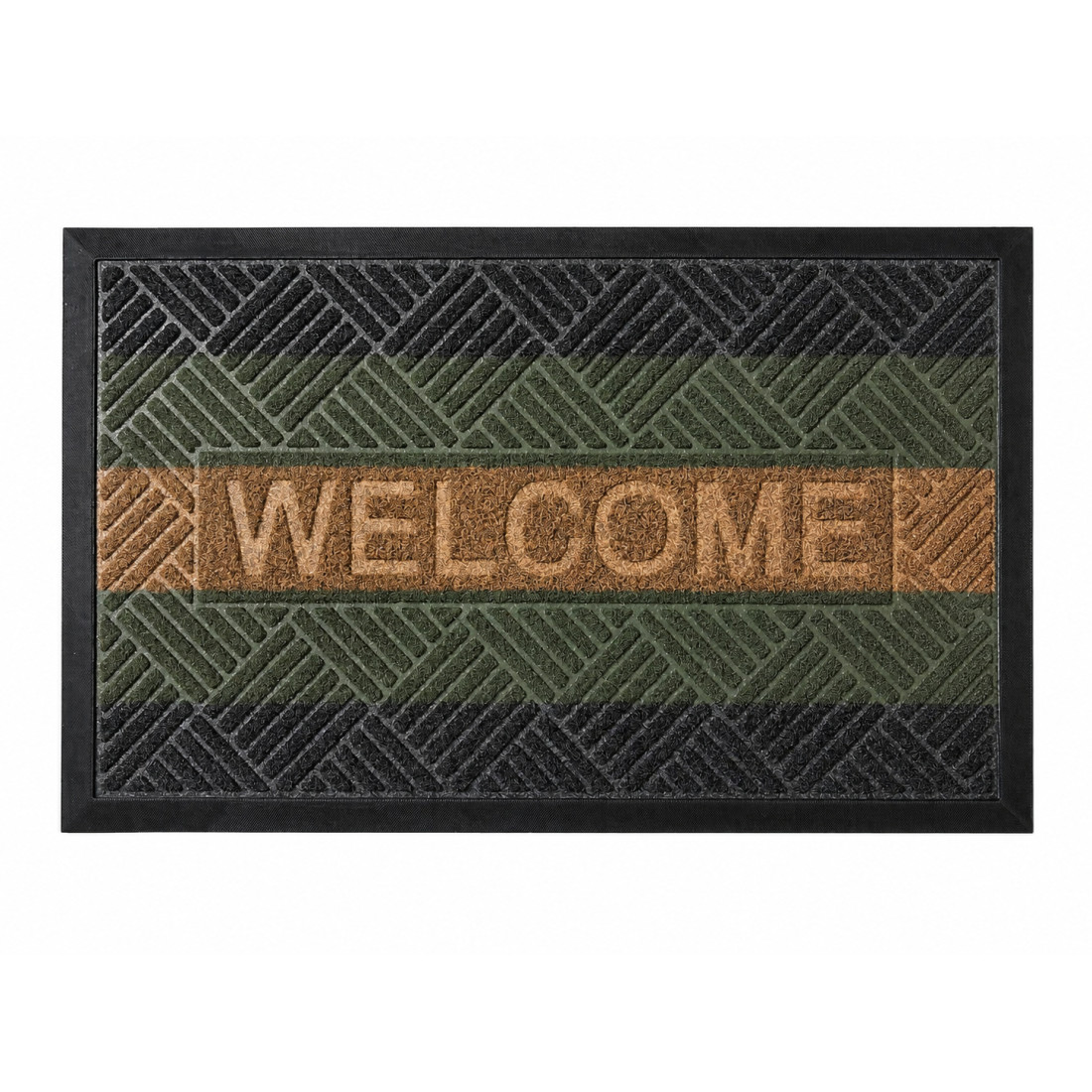 Covoras intrare cauciuc "Welcome", 45 cm x 75 cm, tip gazon artificial, antiderapant, rezistent, decorativ Covoras intrare cauciuc "Welcome", 45 cm x 75 cm, tip gazon artificial, antiderapant, rezistent, decorativ