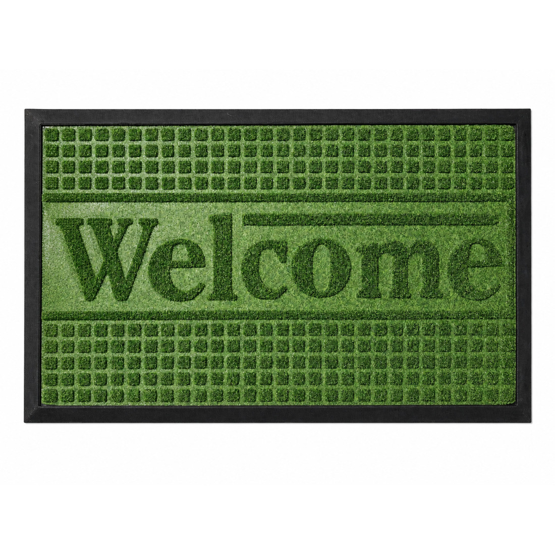 Covoras intrare cauciuc "Welcome", 45 cm x 75 cm, tip gazon artificial, antiderapant, rezistent, decorativ Covoras intrare cauciuc "Welcome", 45 cm x 75 cm, tip gazon artificial, antiderapant, rezistent, decorativ