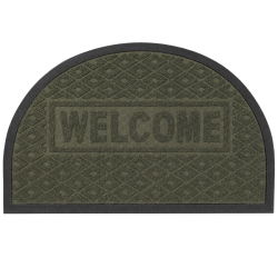 Covoras intrare semicerc, 40 cm x 60 cm, cauciuc, polietilena, antiderapant, rezistent, decorativ, verde