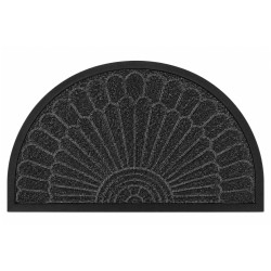 Covoras intrare semicerc, 45 cm x 75 cm, cauciuc, polietilena, antiderapant, rezistent, decorativ, gri
