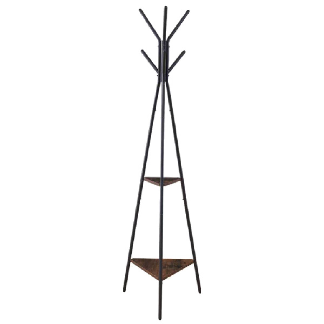 Cuier tip pom cu 5 agatatori, metal + lemn, negru Cuier tip pom cu 5 agatatori, metal + lemn, negru