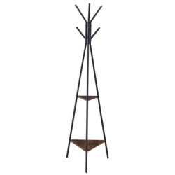 Cuier tip pom cu 5 agatatori, metal + lemn, negru