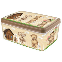 Cutie depozitare cu ursuleti, 5.5L, 20 x 28 x 12 cm, maro