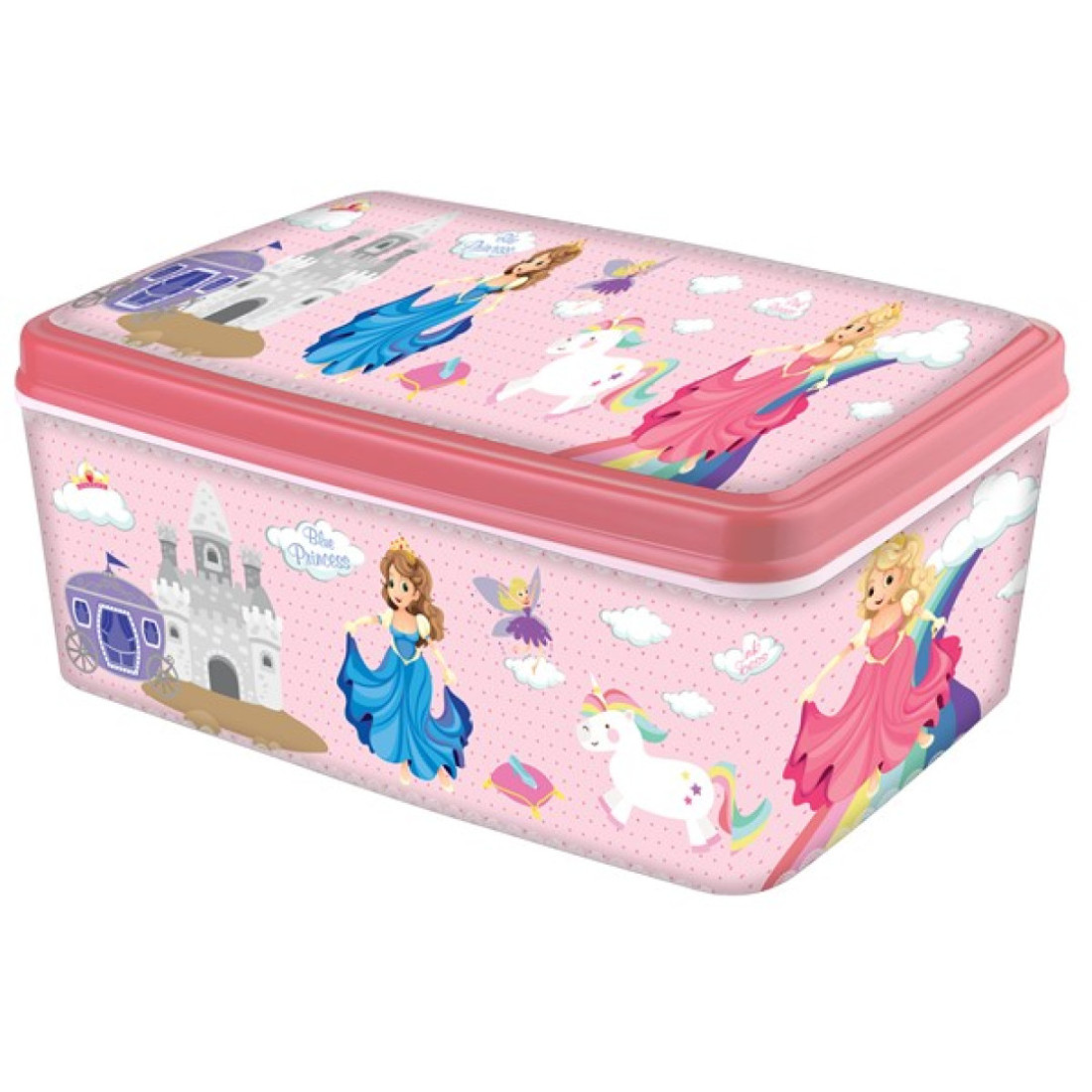 Cutie depozitare cu printese, 5.5L, 20 x 28 x 12 cm, roz