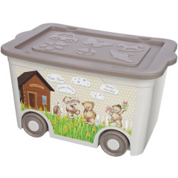 Cutie de depozitare cu ursuleti pentru copii, 55L, 40 x 60 x 34 cm, maro