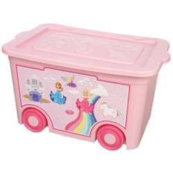 Cutie de depozitare cu printese pentru copii, 55L, 40 x 60 x 34 cm, roz Cutie de depozitare cu printese pentru copii, 55L, 40 x 60 x 34 cm, roz