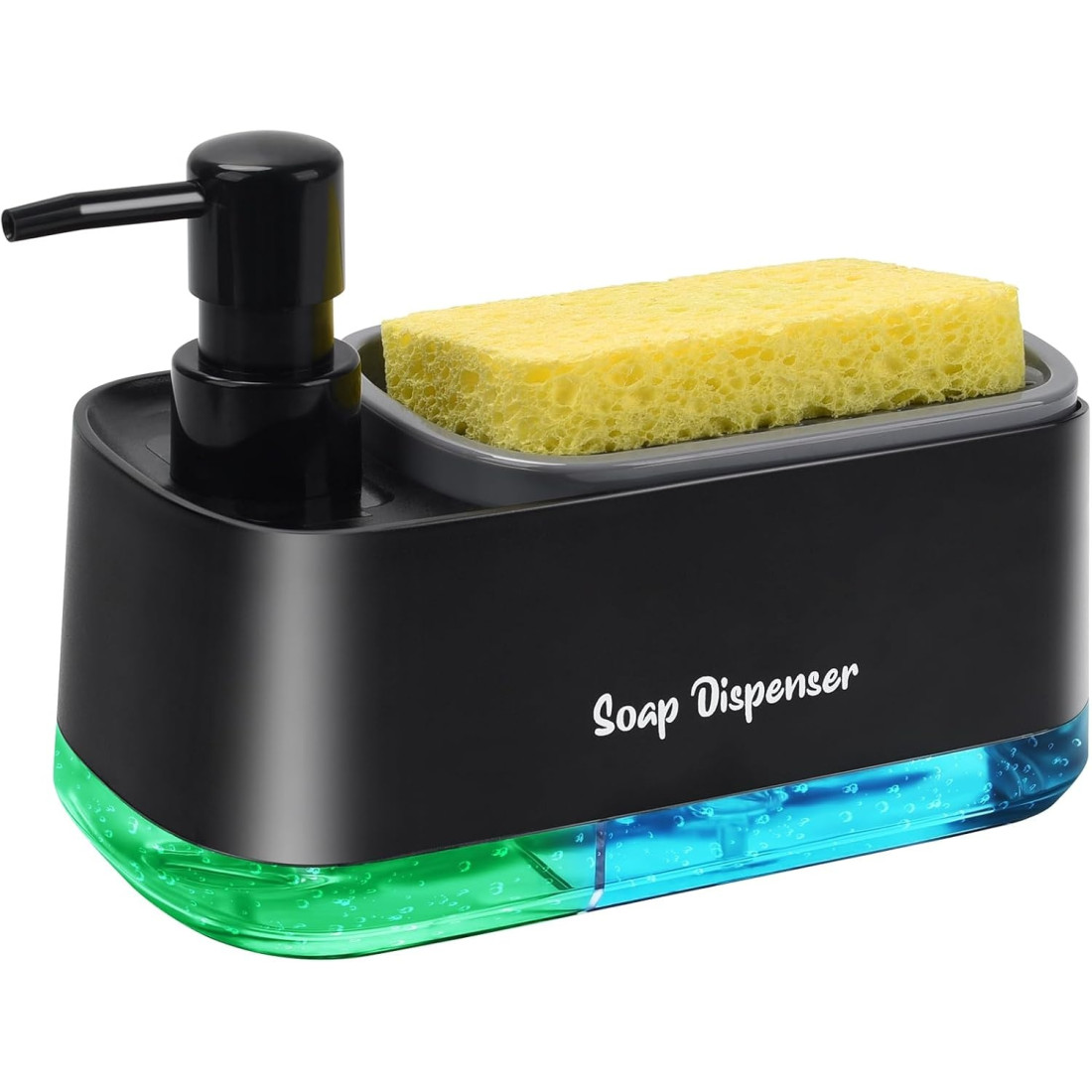 Dozator sapun si detergent vase 2 in 1, cu suport pentru burete, design simplu de curatat, set 2 dozatoare, baza antiderapanta Dozator sapun si detergent vase 2 in 1, cu suport pentru burete, design simplu de curatat, set 2 dozatoare, baza antiderapanta