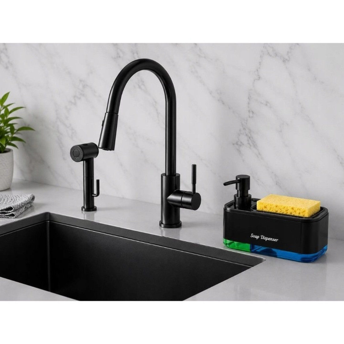 Dozator sapun si detergent vase 2 in 1, cu suport pentru burete, design simplu de curatat, set 2 dozatoare, baza antiderapanta Dozator sapun si detergent vase 2 in 1, cu suport pentru burete, design simplu de curatat, set 2 dozatoare, baza antiderapanta