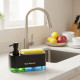 Dozator sapun si detergent vase 2 in 1, cu suport pentru burete, design simplu de curatat, set 2 dozatoare, baza antiderapanta Dozator sapun si detergent vase 2 in 1, cu suport pentru burete, design simplu de curatat, set 2 dozatoare, baza antiderapanta