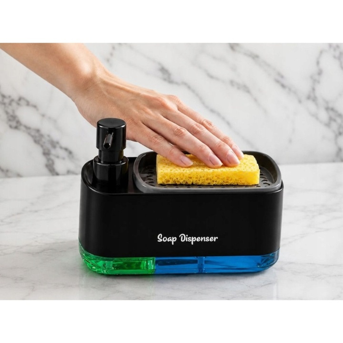 Dozator sapun si detergent vase 2 in 1, cu suport pentru burete, design simplu de curatat, set 2 dozatoare, baza antiderapanta Dozator sapun si detergent vase 2 in 1, cu suport pentru burete, design simplu de curatat, set 2 dozatoare, baza antiderapanta