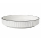 Farfurie ceramica rotunda adanca, design elegant minimalist, cu textura striata, 26 cm, alb