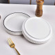 Farfurie ceramica rotunda adanca, design elegant minimalist, cu textura striata, 26 cm, alb