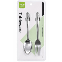 Set 12 tacamuri, 6 linguri + 6 furculite, 18cm, inox, model floral Set 12 tacamuri, 6 linguri + 6 furculite, 18cm, inox, model floral