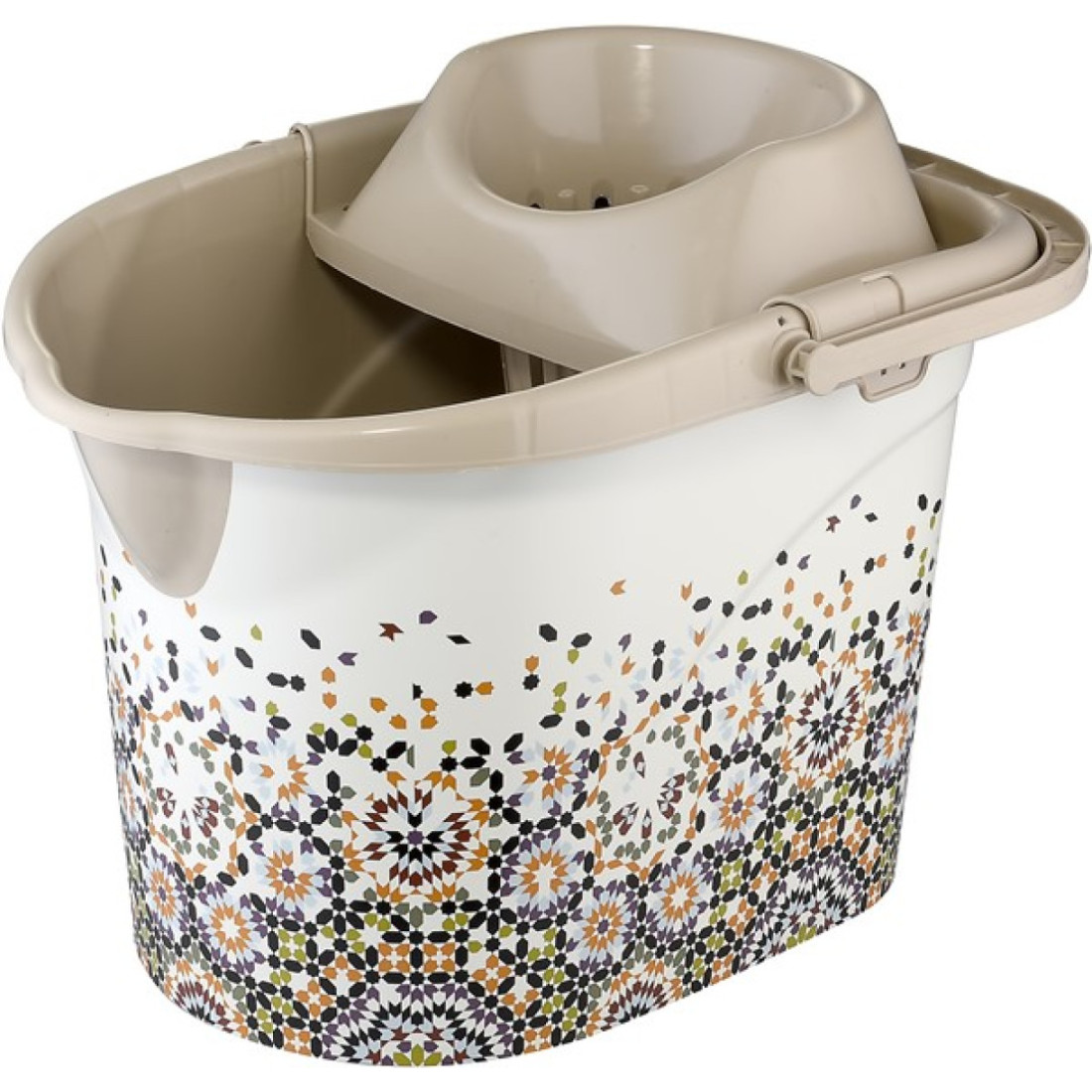 Galeata mop cu model, 13L, 30 x 40 x 30 cm, bej