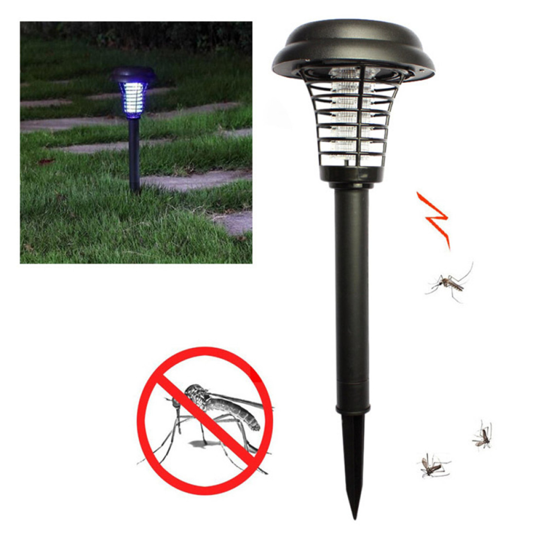 Lampa solara anti tantari / insecte pentru gradina, UV LED cu Zapper Electric, rezistenta la intemperii Lampa solara anti tantari / insecte pentru gradina, UV LED cu Zapper Electric, rezistenta la intemperii