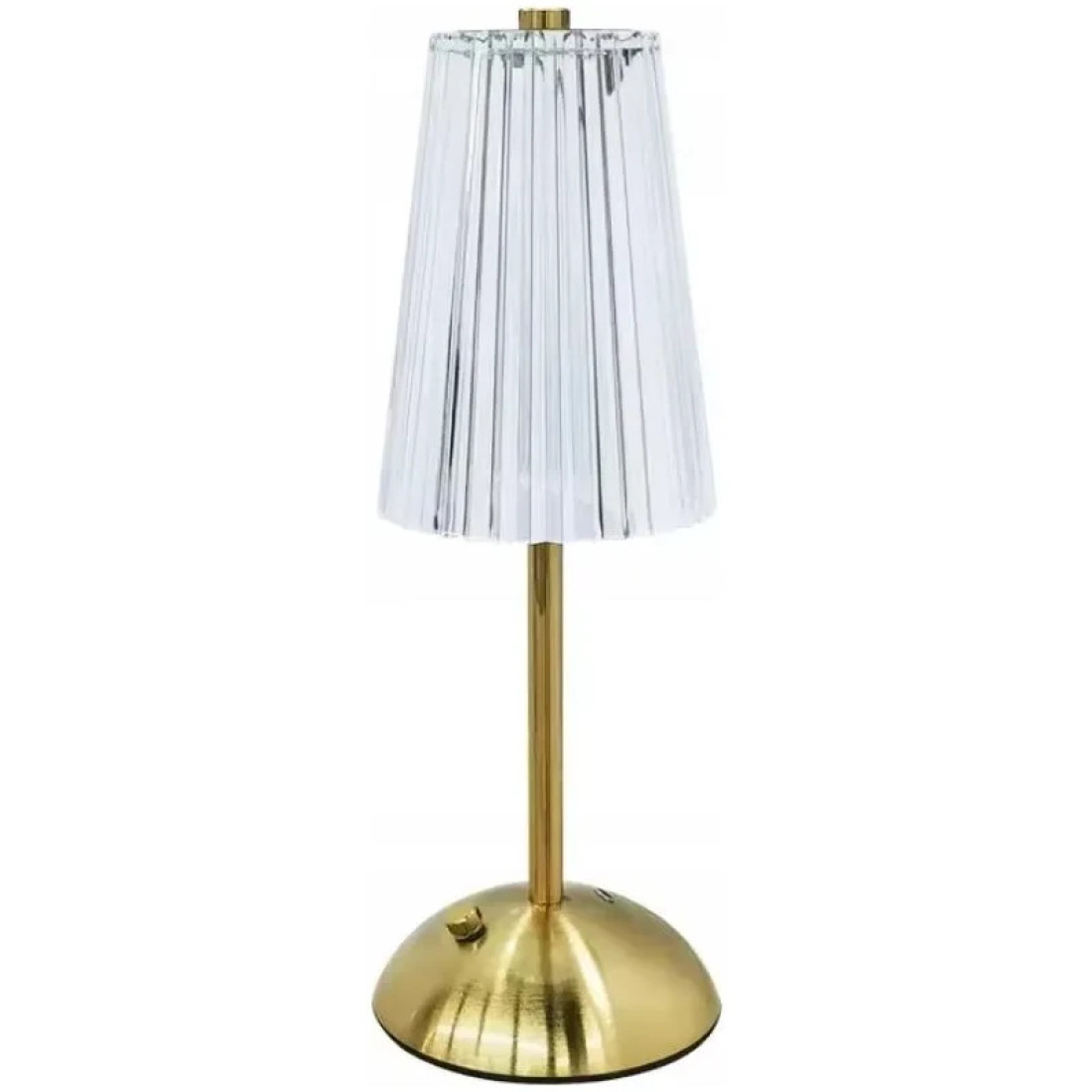 Lampa de birou decorativa aurie cu abajur transparent cu dungi Lampa de birou decorativa aurie cu abajur transparent cu dungi