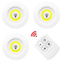 Set 3 Lampi LED Wireless cu Telecomanda si Temporizator, 2 trepte de lumina