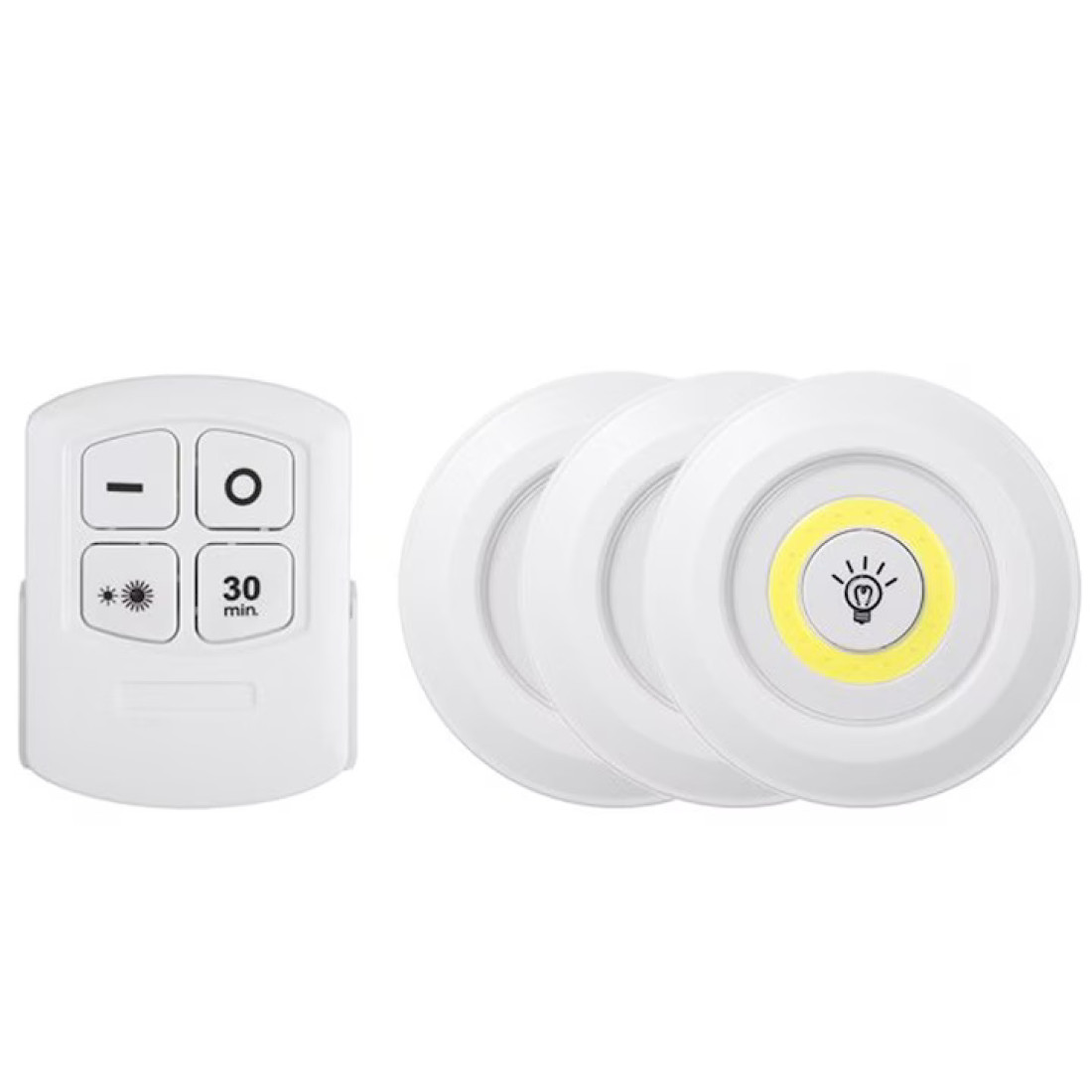 Set 3 Lampi LED Wireless cu Telecomanda si Temporizator, 2 trepte de lumina Set 3 Lampi LED Wireless cu Telecomanda si Temporizator, 2 trepte de lumina
