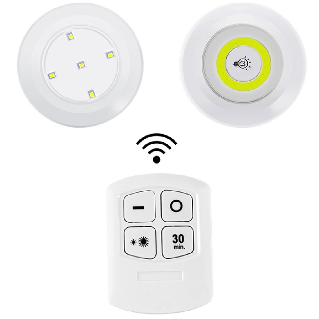 Set 3 Lampi LED Wireless cu Telecomanda si Temporizator, 2 trepte de lumina Set 3 Lampi LED Wireless cu Telecomanda si Temporizator, 2 trepte de lumina