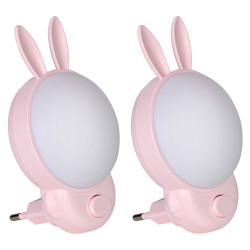 Lampa de Veghe pentru Copii cu Design Iepuras, Lumina Ambientala, Alimentare la Priza, Roz