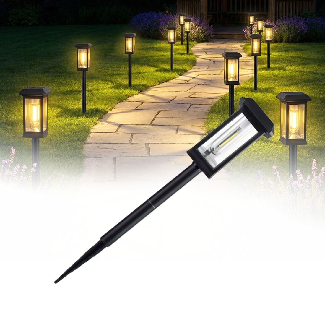 Lampa solara de gradina LED, tarus cu inaltime reglabila, lumina calda, rezistenta la ploaie, praf si intemperii IP65, negru Lampa solara de gradina LED, tarus cu inaltime reglabila, lumina calda, rezistenta la ploaie, praf si intemperii IP65, negru