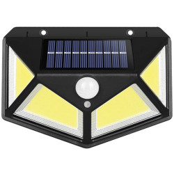 Lampa solara de perete cu senzor de miscare, 100 LED-uri, lumina alba, IP65, incarcare solara, 14 x 10 x 6 cm