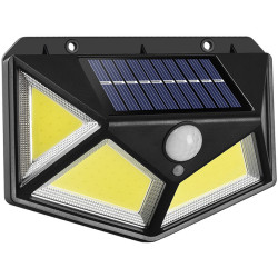 Lampa solara de perete cu senzor de miscare, 100 LED-uri, lumina alba, IP65, incarcare solara, 14 x 10 x 6 cm