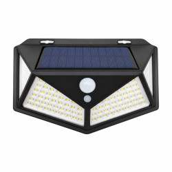 Lampa solara de perete cu senzor de miscare, 114 LED-uri, 700 lm, baterie 1200 mAh, lumina alba rece, detectie 3-5 m, IP65, incarcare solara, 18 x 12 x 6 cm