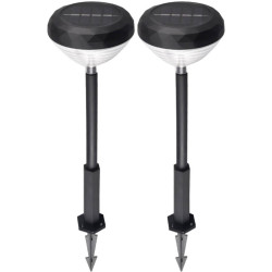 Set 2 lampi solare pentru gradina, lumina calda, panou solar, IP65, pornire/oprire automata, negre