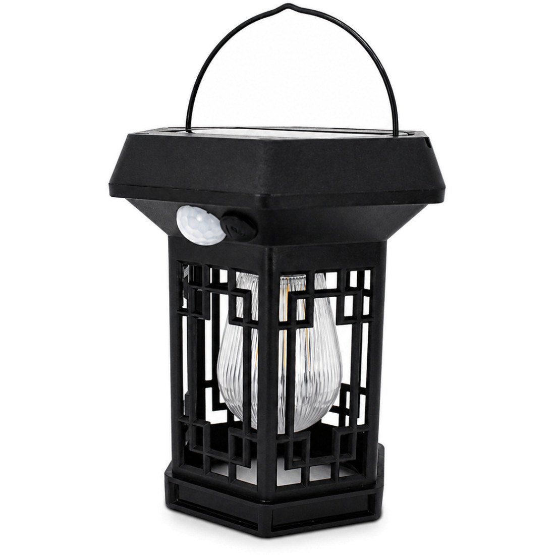 Lampa solara LED pentru exterior, lumina calda, suspendare sau montaj pe perete, rezistenta la apa, design elegant negru Lampa solara LED pentru exterior, lumina calda, suspendare sau montaj pe perete, rezistenta la apa, design elegant negru