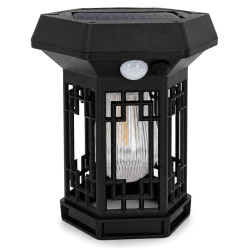 Lampa solara LED pentru exterior, lumina calda, suspendare sau montaj pe perete, rezistenta la apa, design elegant negru Lampa solara LED pentru exterior, lumina calda, suspendare sau montaj pe perete, rezistenta la apa, design elegant negru