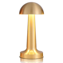 Lampa de masa LED reincarcabila cu USB Type-C, lumina calda, corp din aluminiu, 9 x 9 x 21 cm, auriu