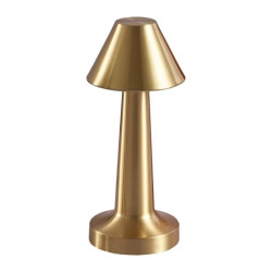 Lampa de masa LED reincarcabila cu USB Type-C, lumina calda, corp din aluminiu, 9 x 9 x 23 cm, auriu