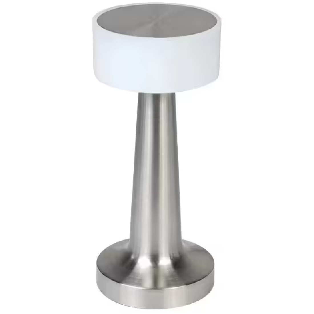 Lampa de masa LED reincarcabila cu USB Type-C, lumina calda, corp din aluminiu, 9 x 9 x 21 cm, argintiu Lampa de masa LED reincarcabila cu USB Type-C, lumina calda, corp din aluminiu, 9 x 9 x 21 cm, argintiu