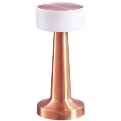 Lampa de masa LED reincarcabila cu USB Type-C, lumina calda, corp din aluminiu, 9 x 9 x 21 cm, bronz