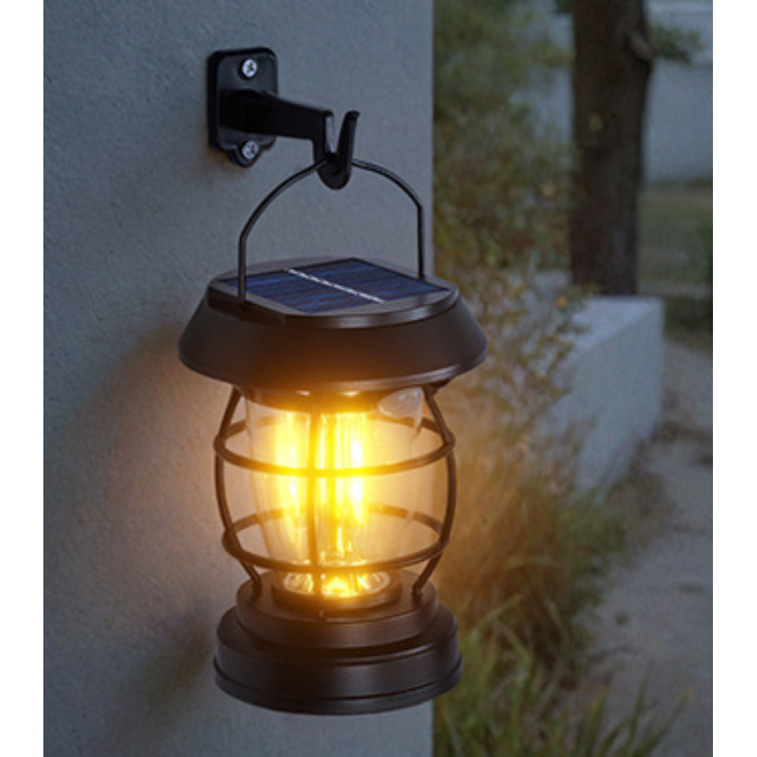 Lampa solara tip felinar BK-5808 cu senzor de miscare, USB Type-C, 4 moduri iluminare, IP65, 1200mAh, fara fire, pentru gradina, terasa, balcon, camping