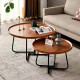 Set 2 masute de cafea rotunde, stil modern industrial, blat caramel, picioare metalice negre, 70x70x46 cm + 50x50x39 cm Set 2 masute de cafea rotunde, stil modern industrial, blat caramel, picioare metalice negre, 70x70x46 cm + 50x50x39 cm