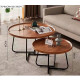 Set 2 masute de cafea rotunde, stil modern industrial, blat caramel, picioare metalice negre, 70x70x46 cm + 50x50x39 cm Set 2 masute de cafea rotunde, stil modern industrial, blat caramel, picioare metalice negre, 70x70x46 cm + 50x50x39 cm