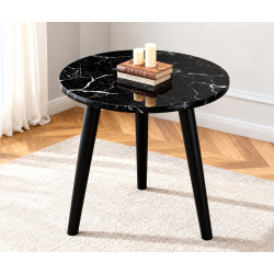 Masa rotunda, blat aspect marmura neagra, picioare negre, 40 x 40 x 52 cm Masa rotunda, blat aspect marmura neagra, picioare negre, 40 x 40 x 52 cm
