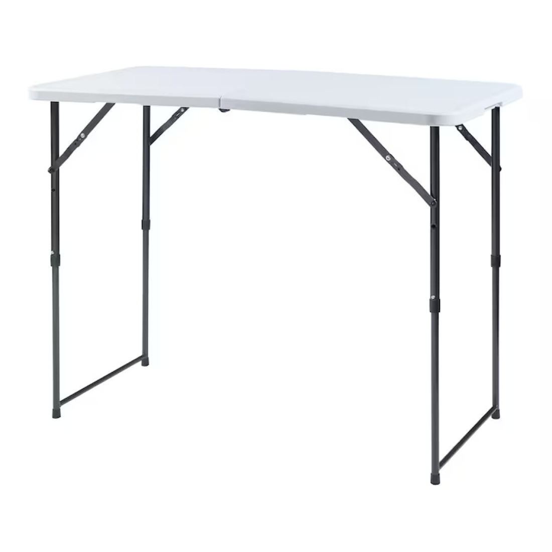 Masa pliabila 120 x 60 cu inaltime reglabila in 2 trepte (60cm, 74cm), portabila, maner de prindere, structura metalica, blat din plastic rezistent, usor de transportat, alb Masa pliabila 120 x 60 cu inaltime reglabila in 2 trepte (60cm, 74cm), portabila, maner de prindere, structura metalica, blat din plastic rezistent, usor de transportat, alb