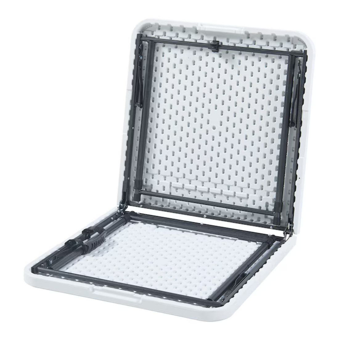 Masa pliabila 120 x 60 cu inaltime reglabila in 2 trepte (60cm, 74cm), portabila, maner de prindere, structura metalica, blat din plastic rezistent, usor de transportat, alb Masa pliabila 120 x 60 cu inaltime reglabila in 2 trepte (60cm, 74cm), portabila, maner de prindere, structura metalica, blat din plastic rezistent, usor de transportat, alb