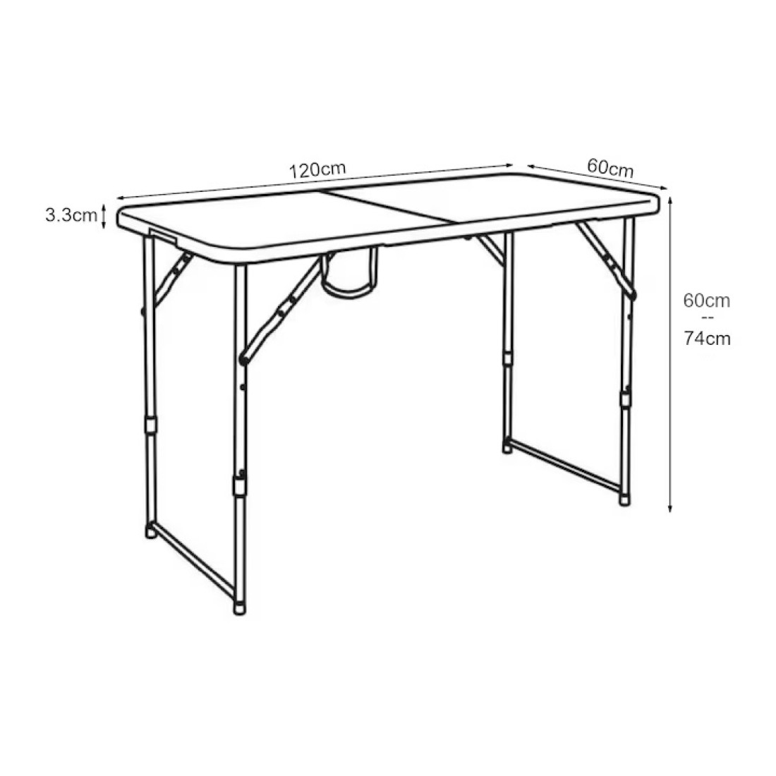 Masa pliabila 120 x 60 cu inaltime reglabila in 2 trepte (60cm, 74cm), portabila, maner de prindere, structura metalica, blat din plastic rezistent, usor de transportat, alb Masa pliabila 120 x 60 cu inaltime reglabila in 2 trepte (60cm, 74cm), portabila, maner de prindere, structura metalica, blat din plastic rezistent, usor de transportat, alb