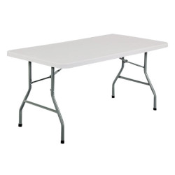 Masa pliabila 152 x 70 x 74 cm, portabila, structura metalica, blat din plastic rezistent, usor de transportat, alb