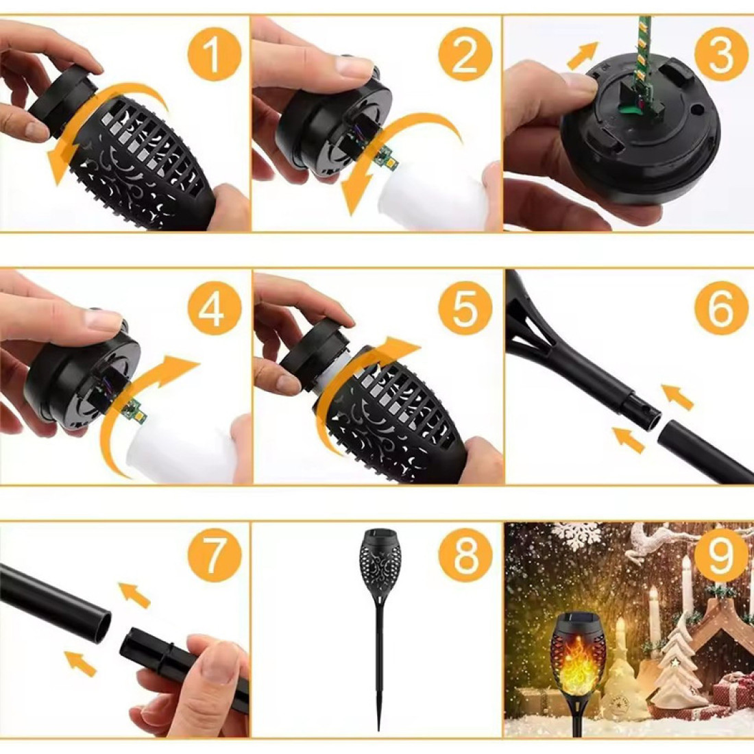 Lampa solara pentru gradina cu efect de flacara, negru Lampa solara pentru gradina cu efect de flacara, negru