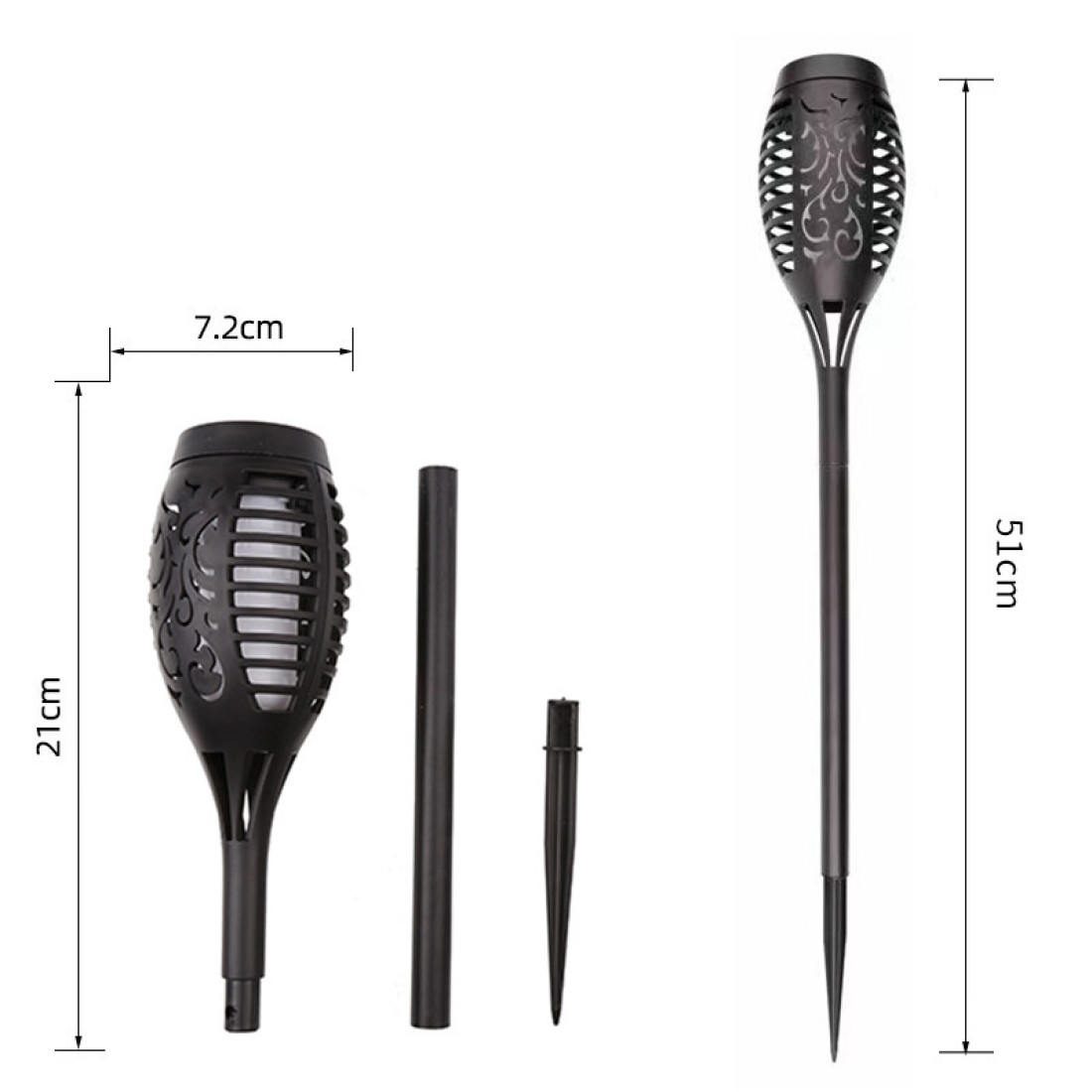 Lampa solara pentru gradina cu efect de flacara, negru Lampa solara pentru gradina cu efect de flacara, negru