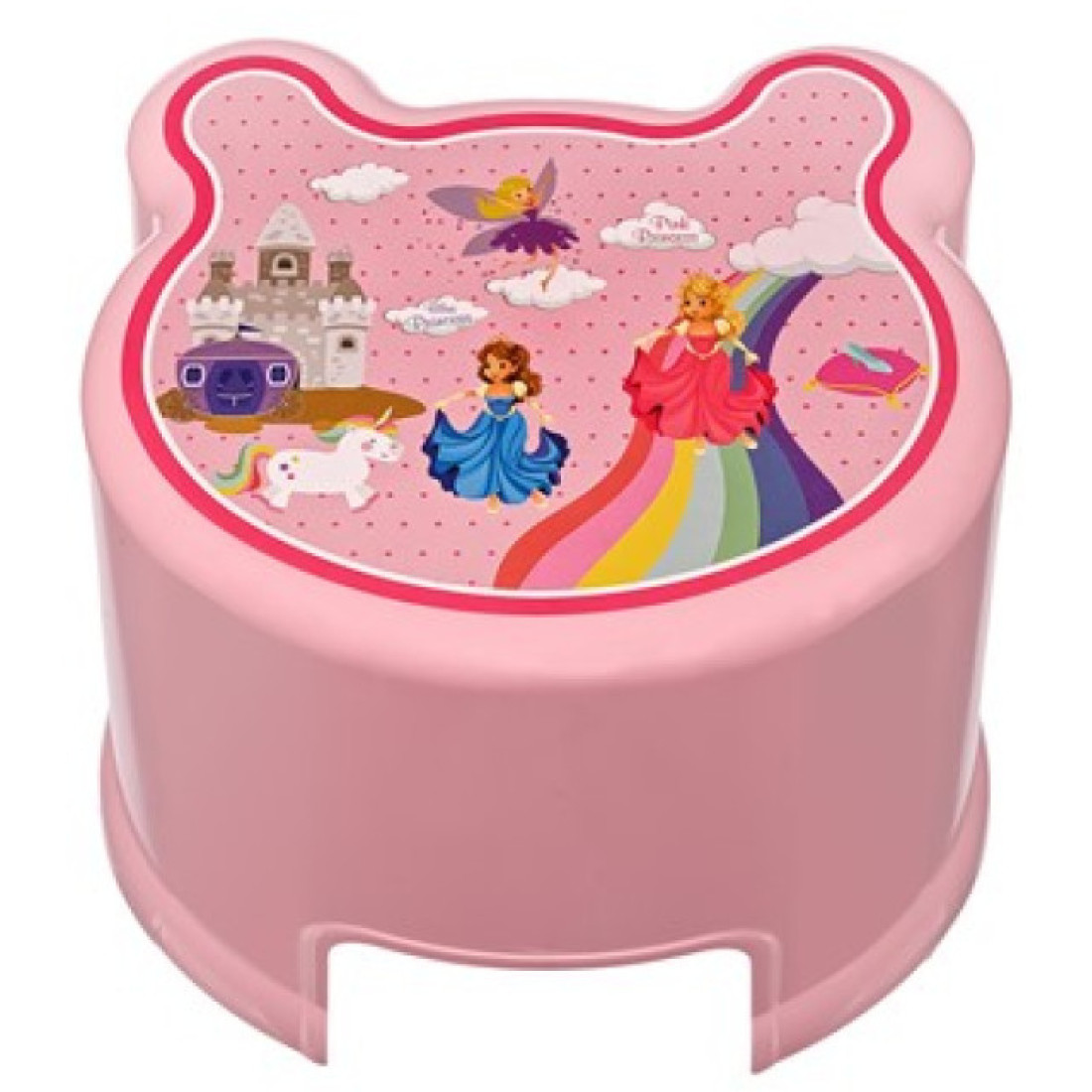 Mini taburet pentru copii cu printese, 28 x 24 x 22 cm, roz