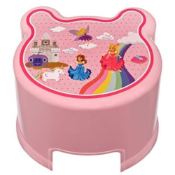 Mini taburet pentru copii cu printese, 28 x 24 x 22 cm, roz