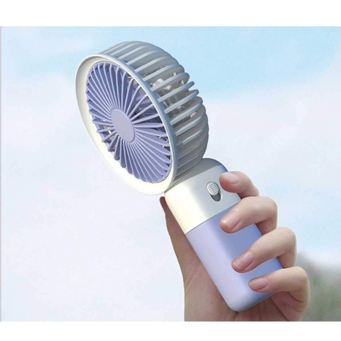 Mini ventilator YH-1, portabil, silentios, cu suport de birou detasabil, 1.5W, design compact, reincarcare USB, ideal pentru calatorii, birou, terasa, albastru